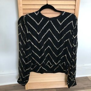 Lord & Taylor Blouse gold details on black size 10